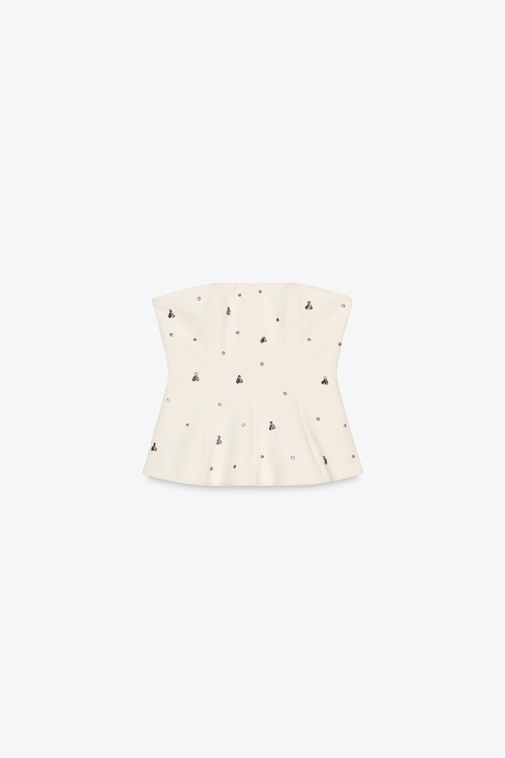 ZARA ТОП СО СТРАЗАМИ И ОТКРЫТЫМИ ПЛЕЧАМИ, ЭКРЮ