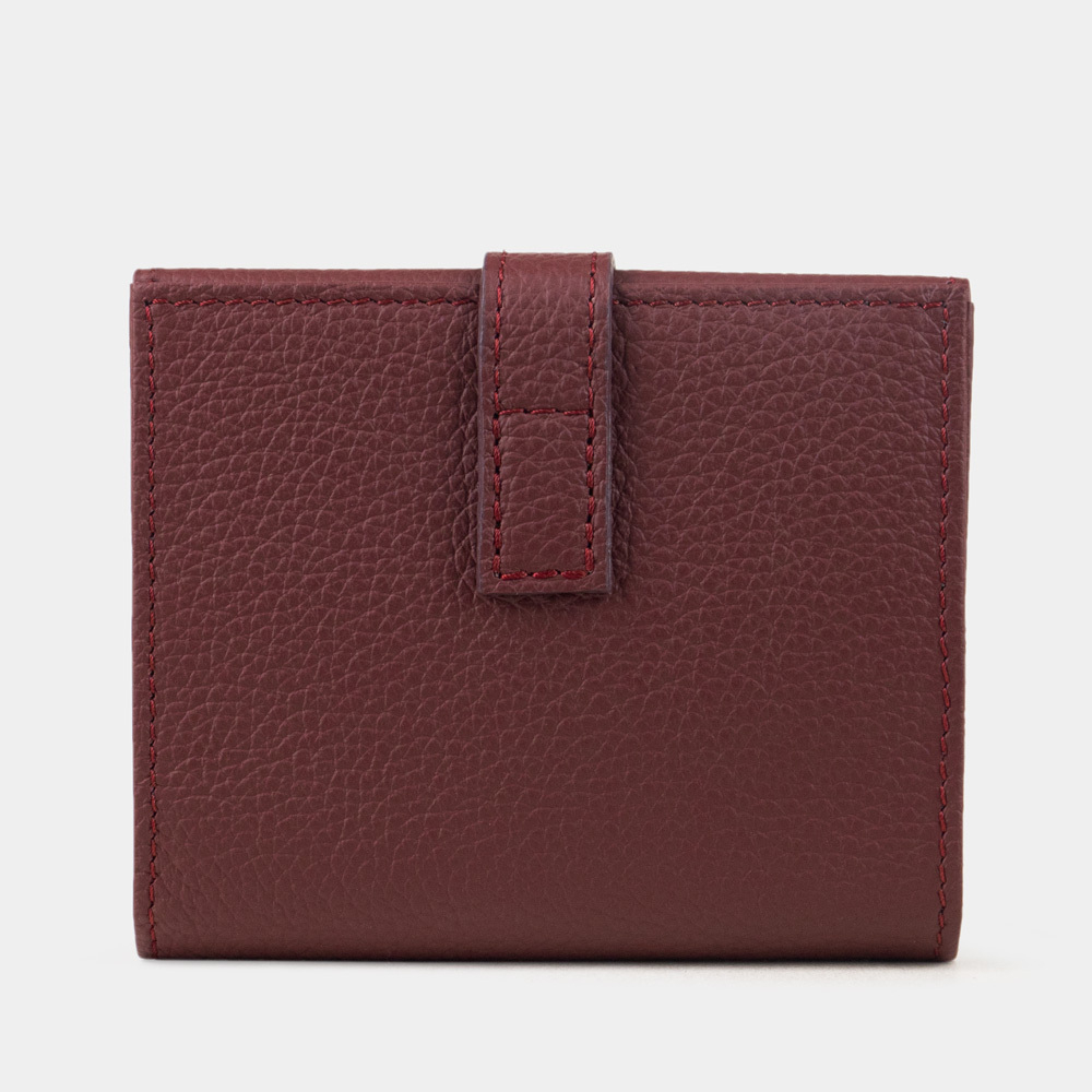 Кожаный кошелек женский, теленок бордового цвета