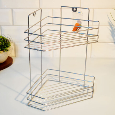 Полка угловая 2-х ярусная трапеция 18*18*28,5см хром, ПТ-2