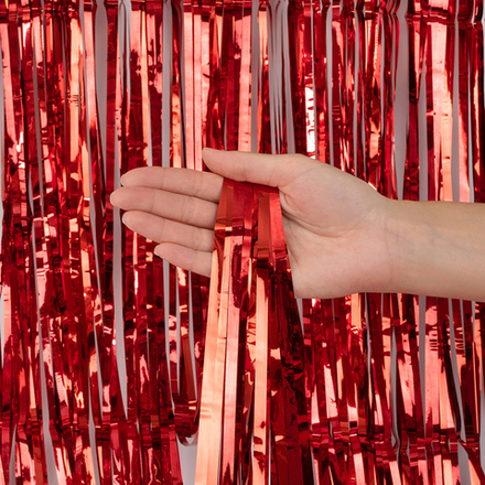 Занавес Дождик Красный, Металлик, 100*200 см