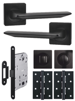 Межкомнатная дверная ручка с замком и петлями