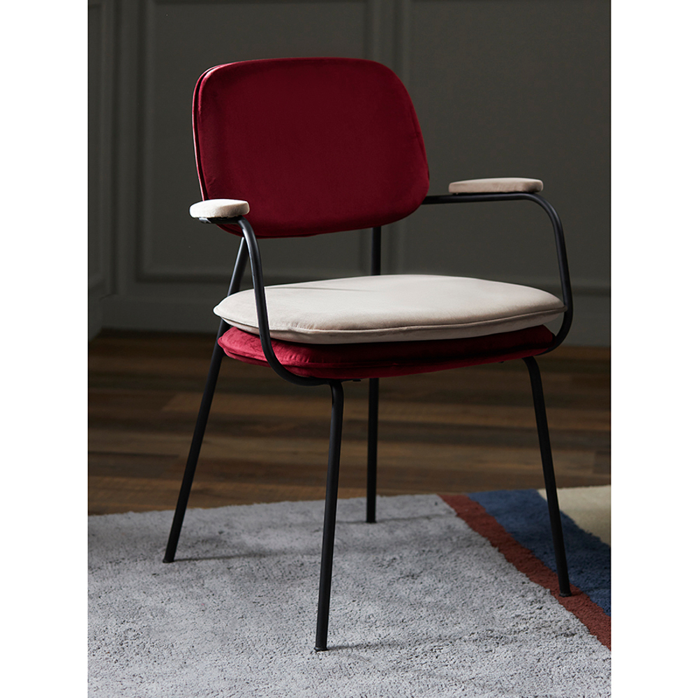 Стул с подлокотниками pea, велюр, бордовый/бежевый