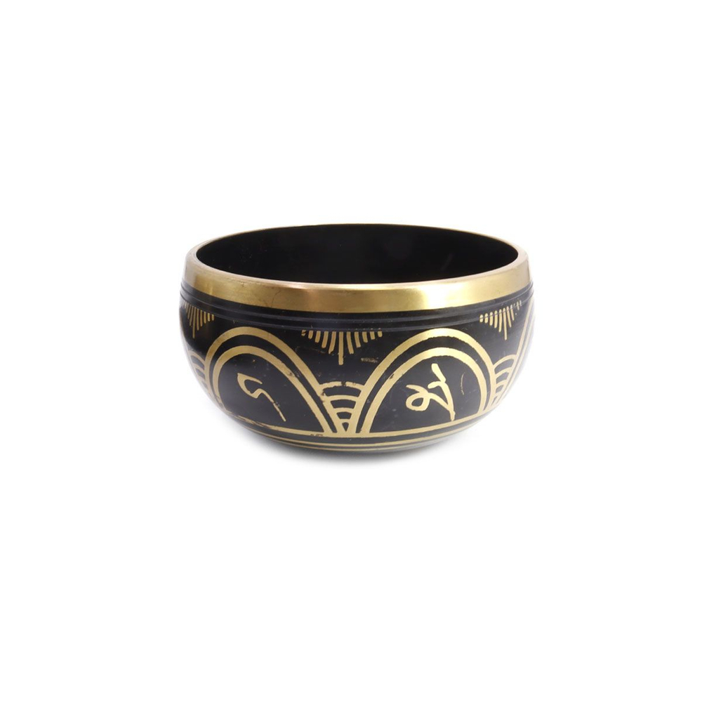 Поющая чаша с золотыми символами лотос