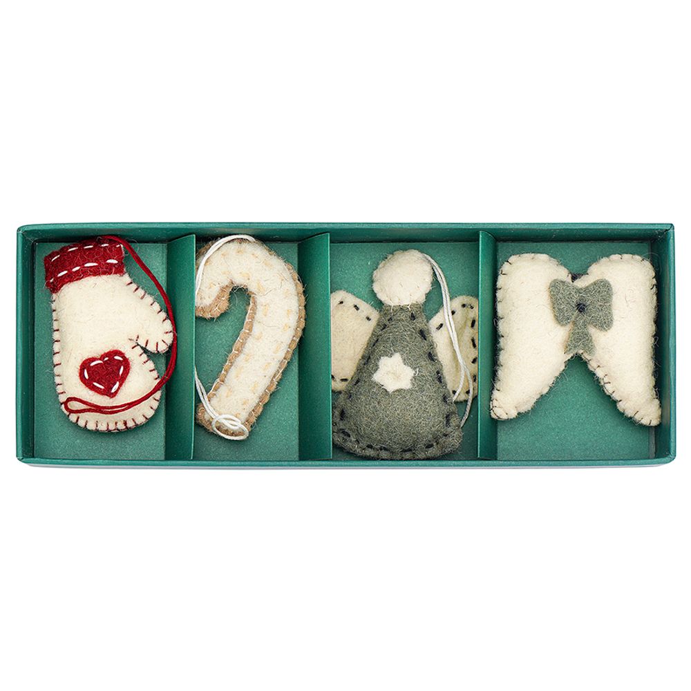 Набор елочных украшений из фетра Felts mood из коллекции New Year Essential, 4 шт.