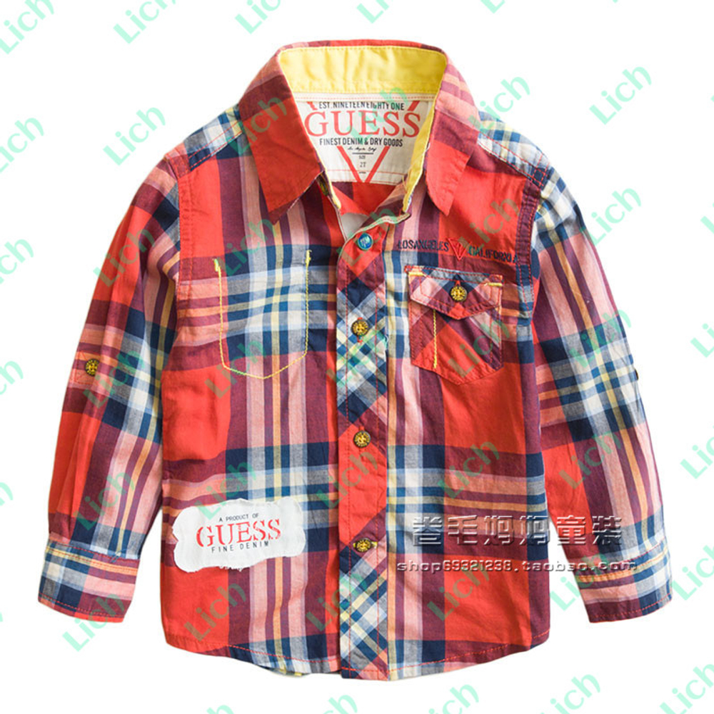 Рубашка в клетку с аппликацией-логотипом