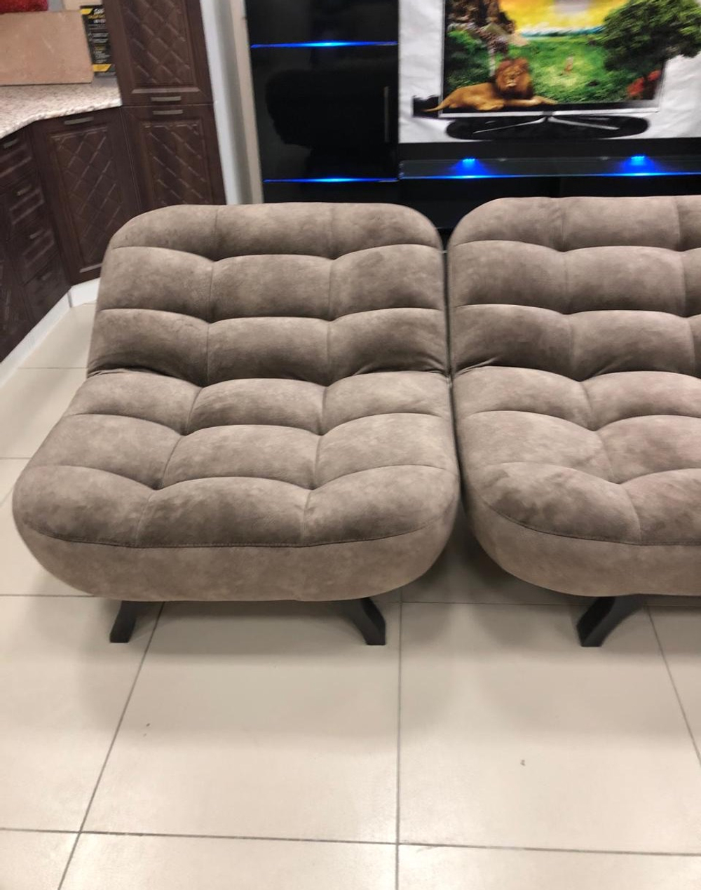 Акция!!!Набор мягкой мебели цвет серый диван+оттоманка+кресло+пуф