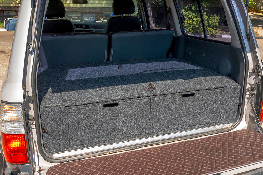 Органайзер в багажник для Toyota Land Cruiser 80 (2 выдвижных ящика+спальник)