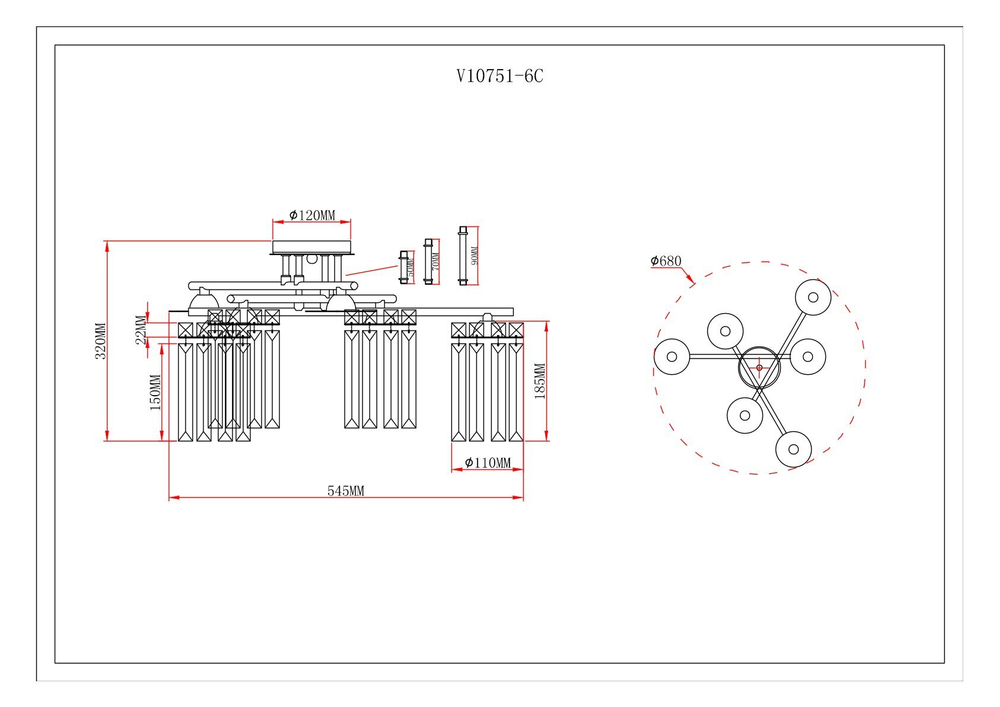 Люстра потолочная Moderli V10751-6C Everly
