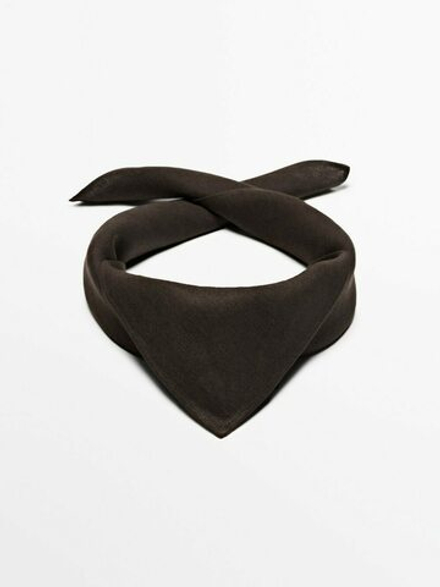 Massimo Dutti Однотонная льняная бандана - limited edition, коричневый