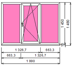 Пластиковое окно 1450 х 1990 ТермА Эко