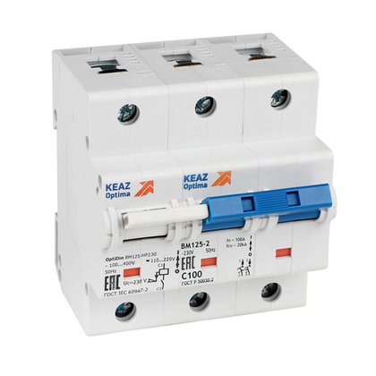 Автоматический выключатель с независимым расцепителем OptiDin BM125-2C100-НР-8In-УХЛ3  КЭАЗ