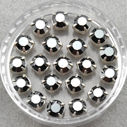 Шатоны Preciosa MAXIMA в оправах, Jet Hematite/Silver