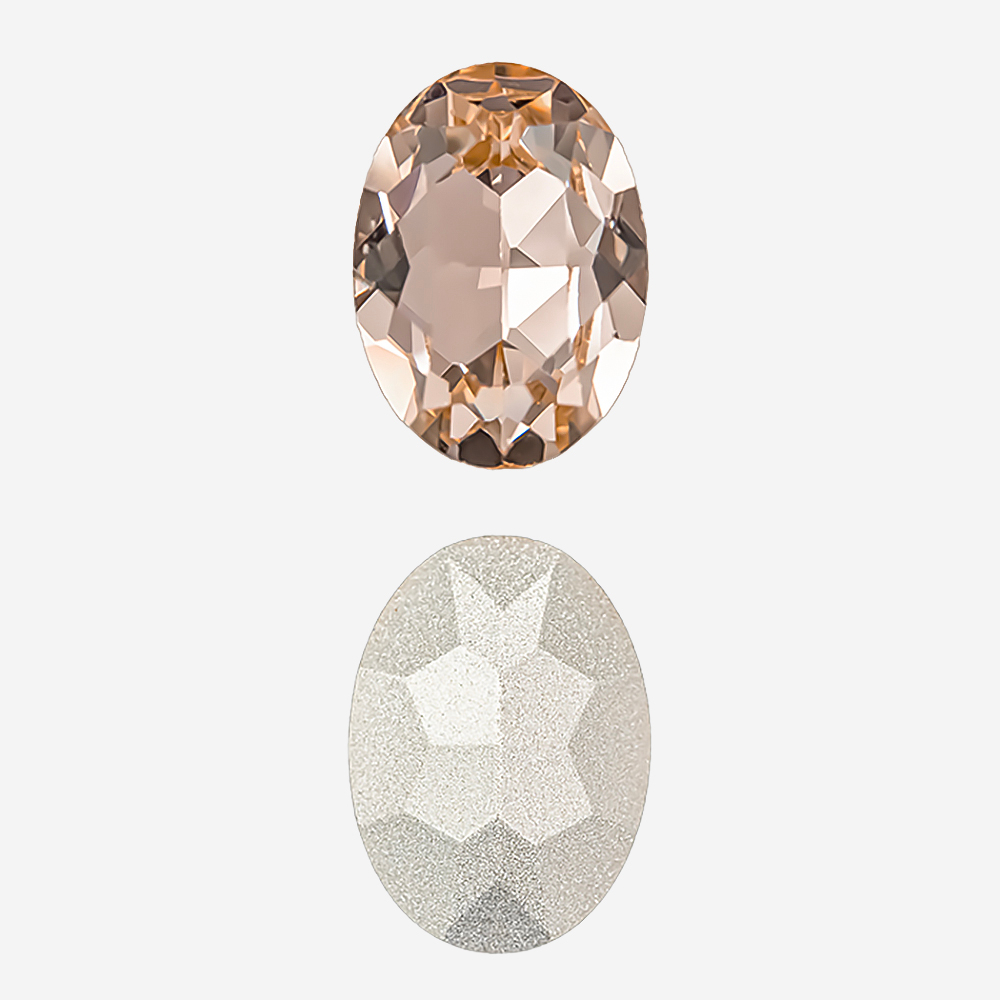 Кристалл Овал (Oval Fancy Stone), оттенок "Светло-персиковый"/"Light Peach", 18*13мм