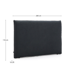 Изголовье кровати Jaira из льна и хлопка антрацитового цвета со съемным чехлом для кровати 180 см