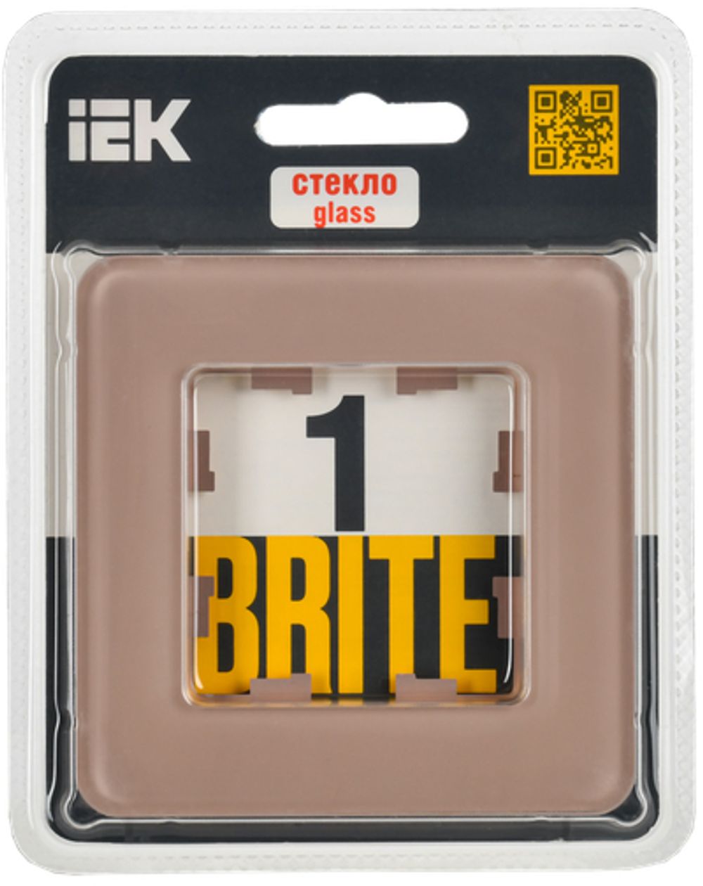 BRITE Рамка 1-местная РУ-1-2-Бр стекло дымчатый RE IEK