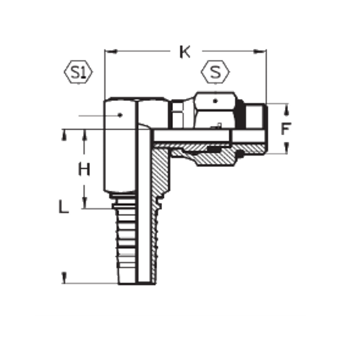 Фитинг DN 12 SAE J516 (Ш) 7/8 (90) поворотный