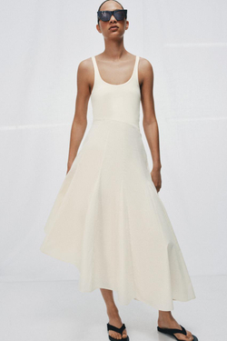 ZARA КОМБИНИРОВАННОЕ ПЛАТЬЕ ГОДЕ, ЭКРЮ