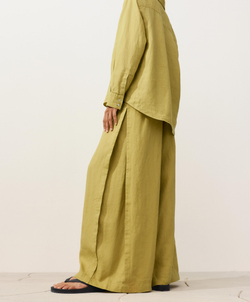 OYSHO Широкие брюки из 100% льна с боковой складкой, лаймовый