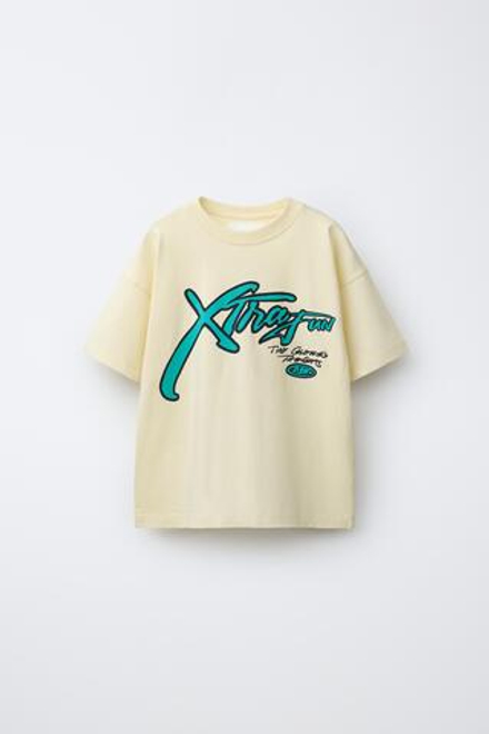 ZARА ФУТБОЛКА С ПРИНТОМ ГРАФФИТИ, ЖЕЛТЫЙ