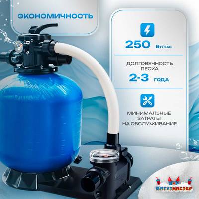 Песочный фильтр для бассейна до 52 м³ с насосом ESP0.33HP, до 30 кг песка, 6,5 м³/ч, WL-ADG400E