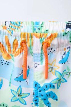 ZARA ПЛАВКИ С ПРИНТОМ «ПАЛЬМА И ЖИВОТНЫЕ», ЗЕЛЕНОВАТО-СИНИЙ