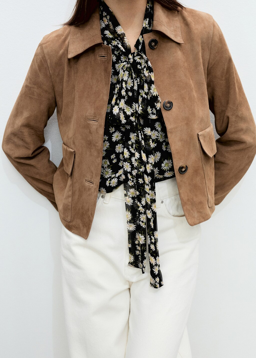 Блузка с цветочным принтом и завязками