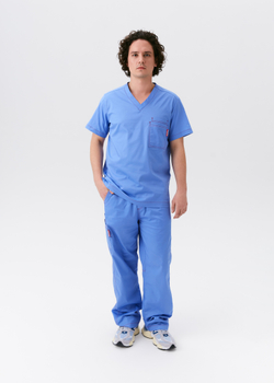 Топ медицинский мужской Гекай, эйр блю хлопок