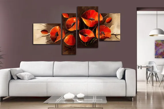 Модульная картина"Бархатные бутоны"