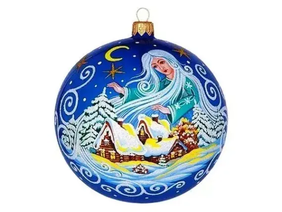 Стеклянный шар Метелица 115 мм., синий, Ёлочка (С1902/1)