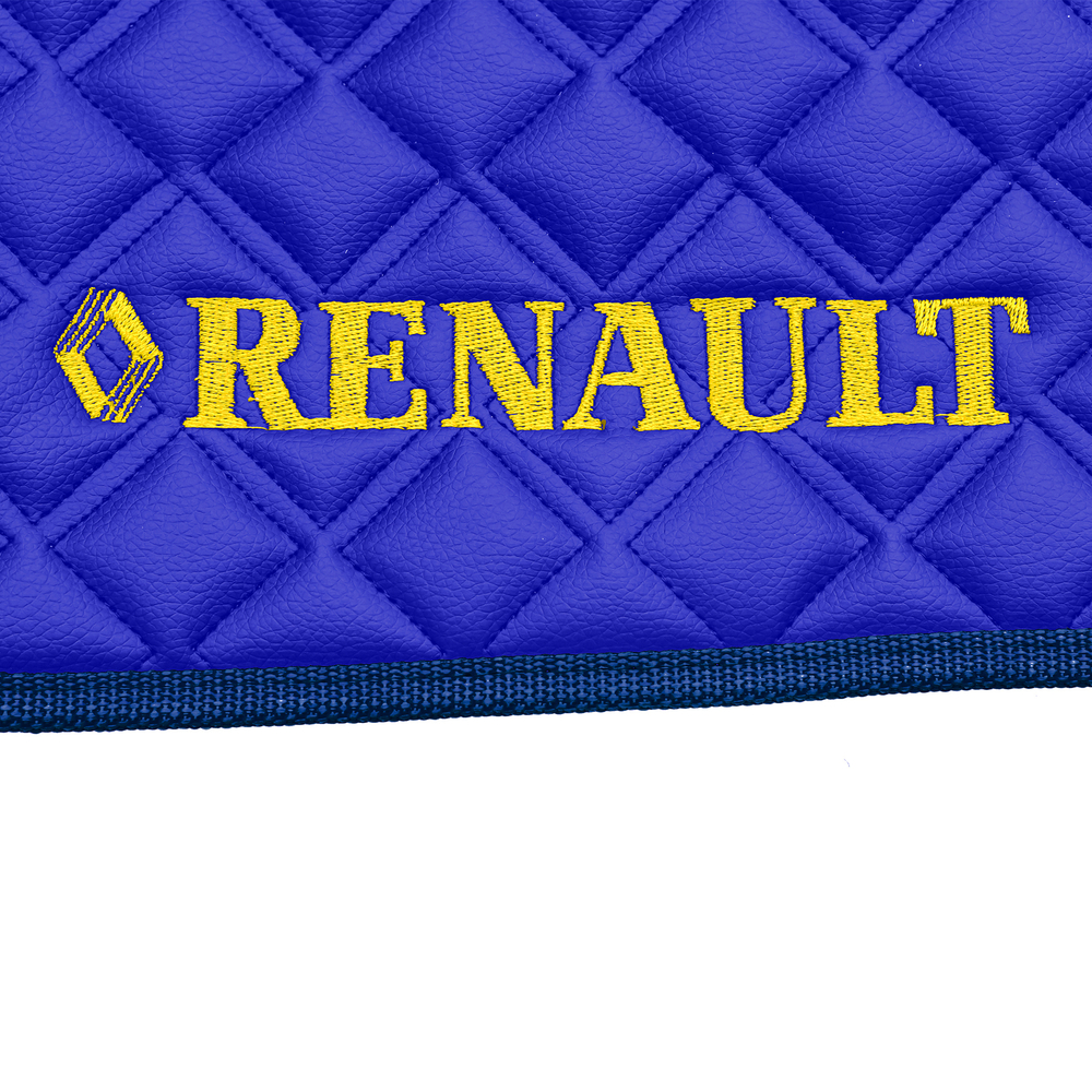 Ковры RENAULT T (автомат) (экокожа, синий, синий кант, желтая вышивка)