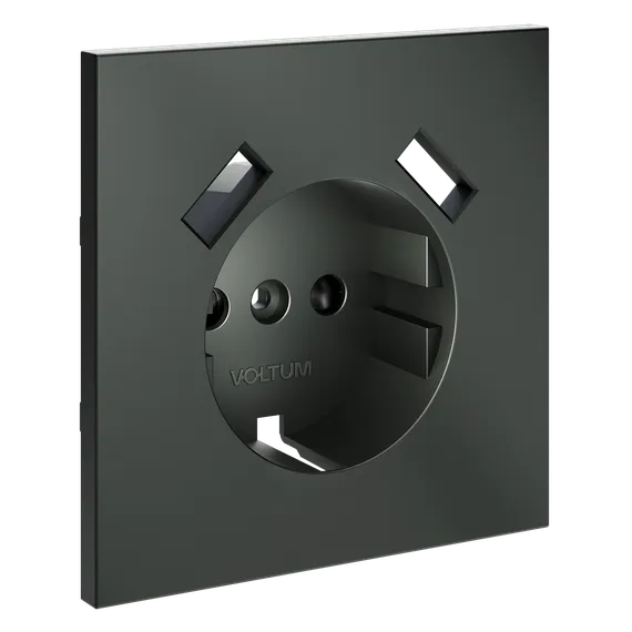 Накладка для розетки с заземлением и защитными шторками, с USB A+A, S70 (титан) vls000906