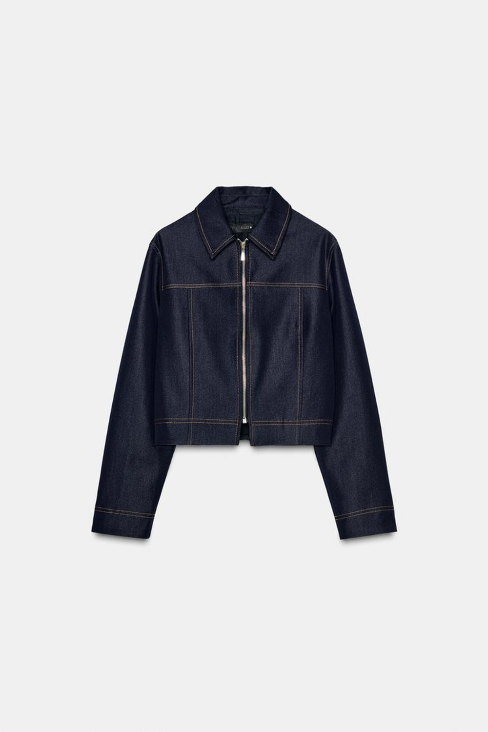 ZARA КУРТКА С КОНТРАСТНОЙ ОТСТРОЧКОЙ, ИНДИГО