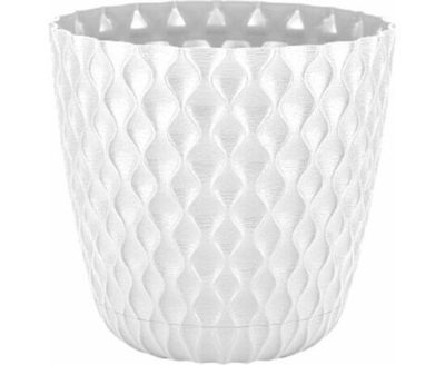 Кашпо InGreen Wave, с дренажной сеткой и съемным поддоном, 4.7л, 20.5x20.5x19.5см, белоснежный жасмин