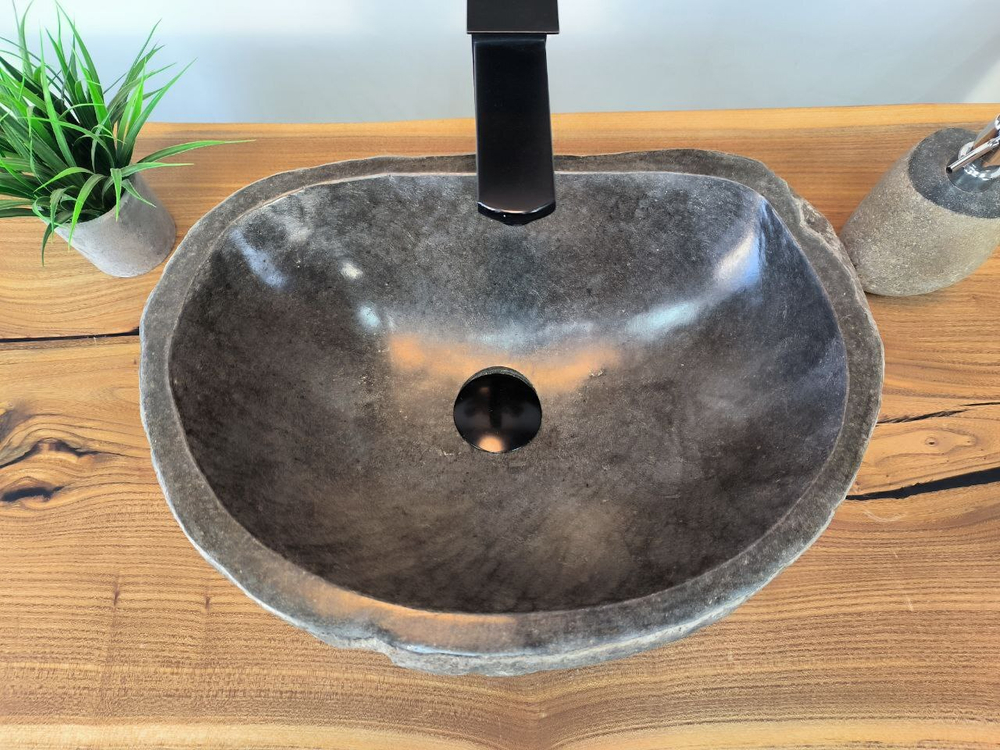 Раковина из речного камня RS-65786 46х32х16 из натурального камня