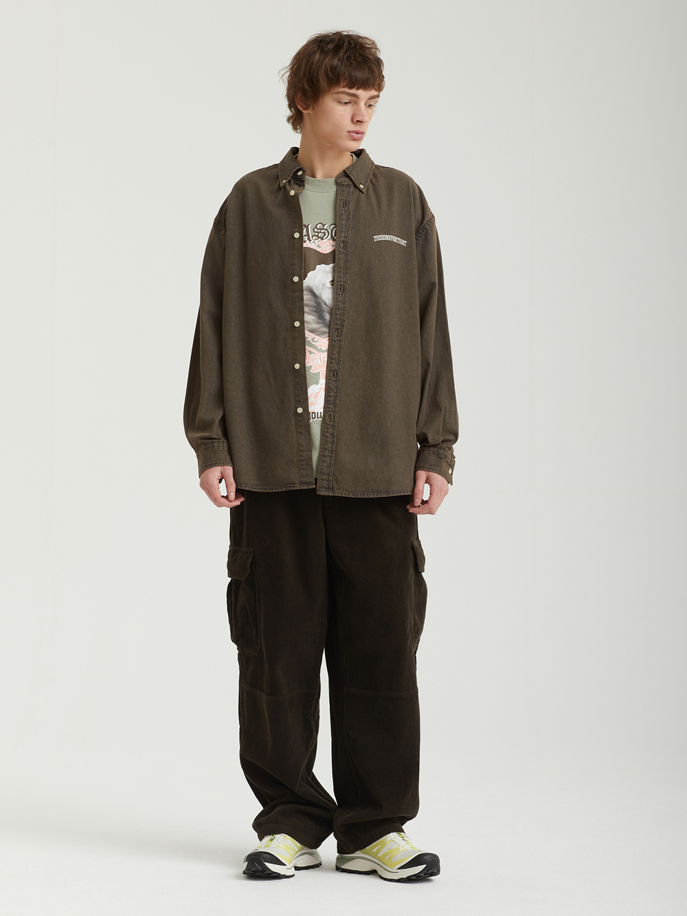 Мужская Рубашка Washed Denim