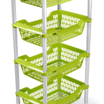 Этажерка универсальная на колесиках «Джета» 4 корзины, цвет оливковый, 44*30,489,6см С736ОЛВ