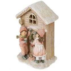 GAEM Фигурка декоративная с подсветкой "Дети и домик", L13 W10 H19 см