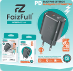 Зарядное устройство FaizFull FC162 PD25W+TC25W 3A Type-C+USB дисплей Black