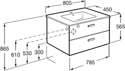 Мебель для ванной 80см. Roca Victoria Nord венге ZRU9000031/732799С000 схема