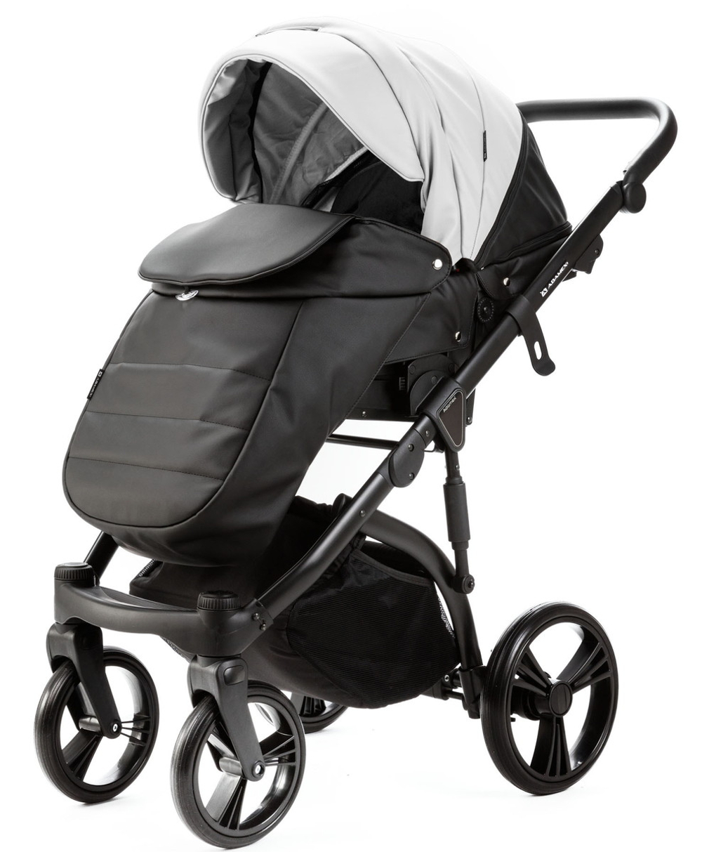 Детская коляска Adamex Lanti Deluxe 2 в 1 LN-SD01 (БЕЛ.КОЖА + ЧЕРН. КОЖА)