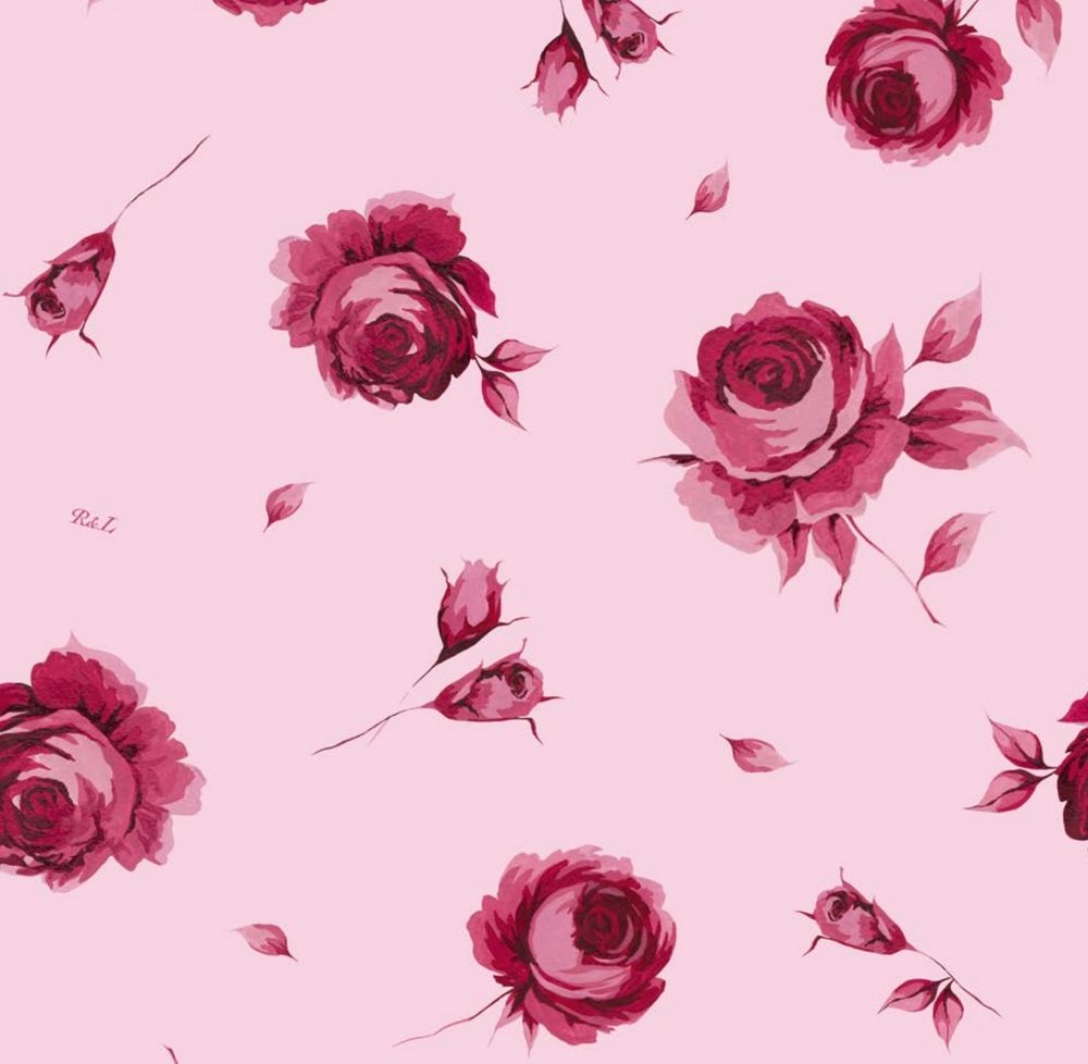 Mimi, заколки - бантики детские из розового батиста с крупными малиновыми цветами