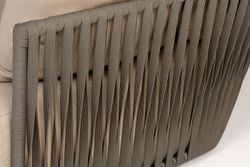 "Форли" диван 2-местный плетеный из роупа, каркас алюминий светло-серый (RAL7035) муар, роуп серо-коричневый 23мм, ткань Mossle бежевая