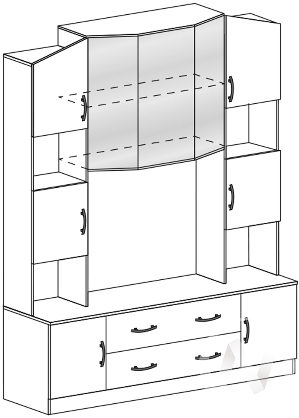 Центральная секция ТВ 301 Гостиная Макарена (венге/белфорт)