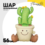 Шар Фольгированный Кактус в горшке (Зеленый)