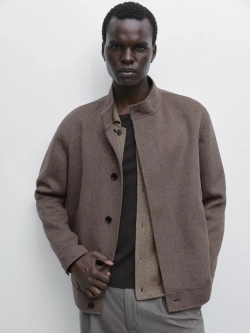 Massimo Dutti Куртка из смесовой шерсти, норка