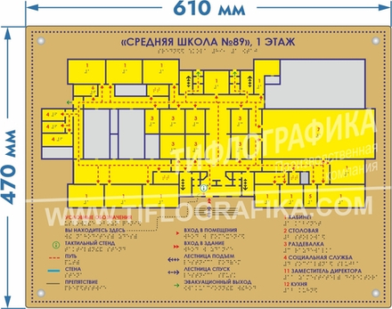 Тактильная мнемосхема ORG8 470х610х8 мм. Полноцветная