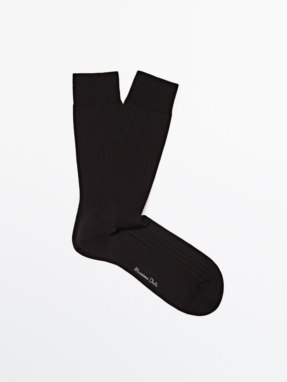 Massimo Dutti Носки из плотного трикотажа в рубчик, черный