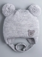 Шапка детская осенняя с завязками и помпонами