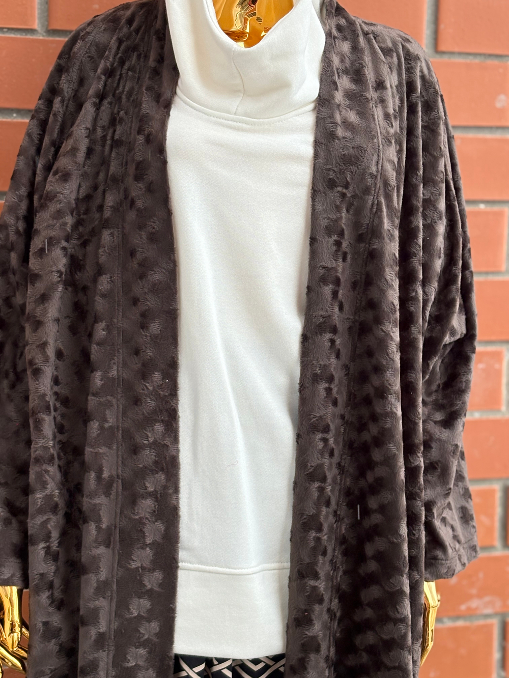 Кафтан -пальто с поясом без подкладки /дымка