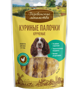 Деревенские лакомства Для собак Куриные палочки крученные, 90гр.